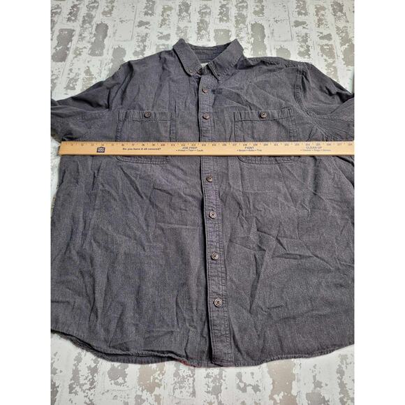 2711 Duluth Trading Co. Gray 100% Cotton Flannel LS Button Down 2XLT - Picture 3 of 5